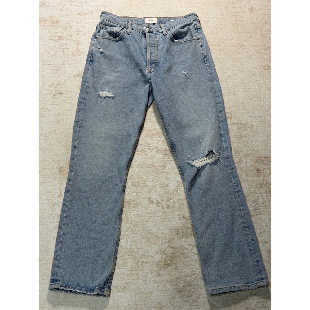 Citizens of Humanity Jolene Distressed Straight Leg Jeans Light Wash Button Fly
